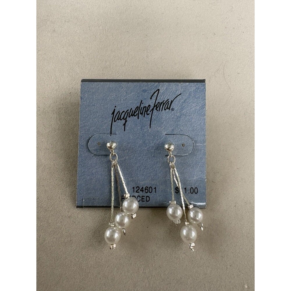 Jaqueline Ferrar Pierced Silver Tone Drop Cluster Pearl Earrings